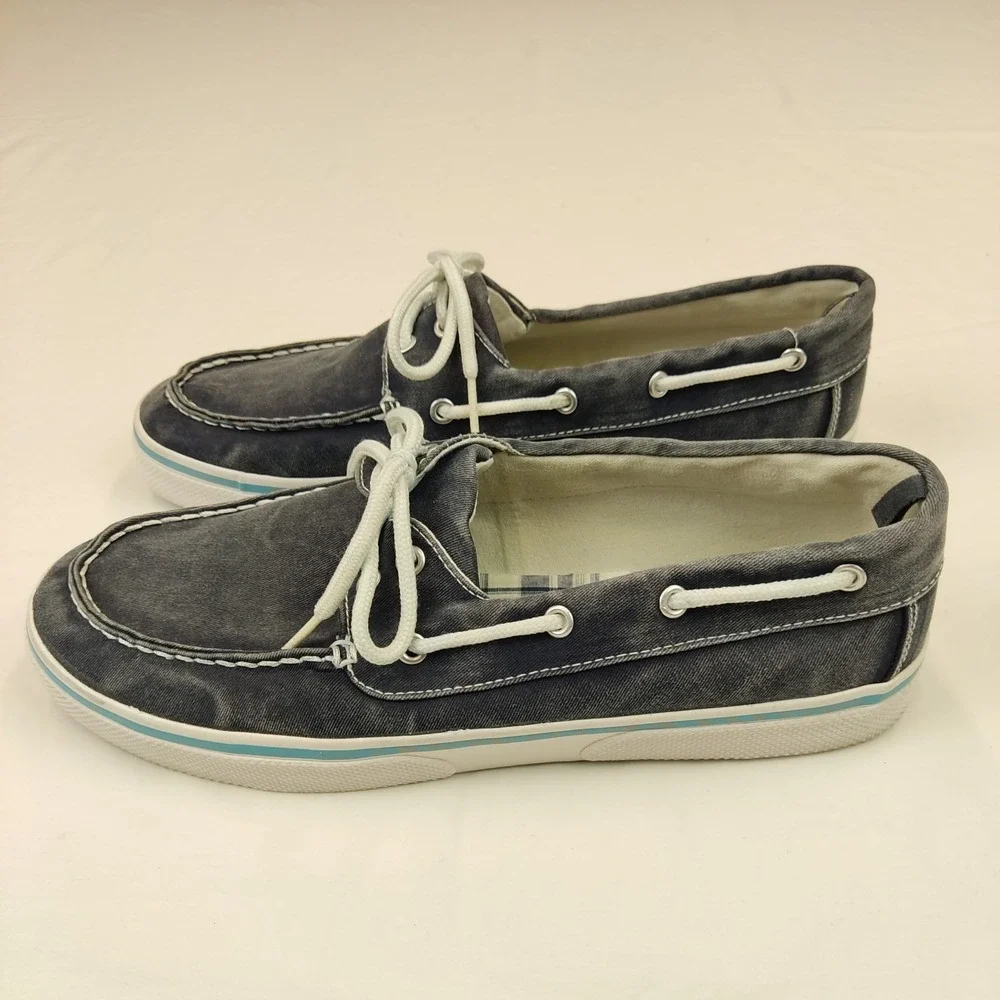 Faded glory mens blue‎ canvas boat shoes size 12